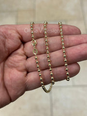 18K Yellow Gold Plated Ball Bead Chain Necklace 3.2mm For Women Or Men