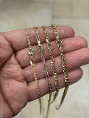 18K Yellow Gold Plated Cuban Curb Link Gold Chain Necklace 2mm 3mm 3.3mm 4mm, For Women Or Men, Gift, Minimalist