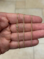 18K Yellow Gold Plated Cuban Curb Link Gold Chain Necklace 2mm For Women Or Men
