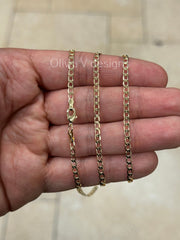 18K Yellow Gold Plated Cuban Curb Link Gold Chain Necklace 3mm For Women Or Men