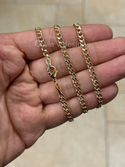 18K Yellow Gold Plated Cuban Curb Link Gold Chain Necklace 4mm For Women Or Men