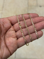 18K Yellow Gold Plated Cuban Curb Link Gold Chain Necklace 3mm For Women Or Men