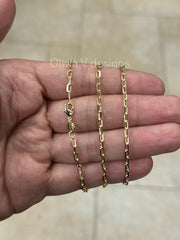 18K Yellow Gold Plated Elongated Link Chain, Paper Clip necklace, Rectangular Staple Link Chain Bracelet Necklace For Women, Layering Chain