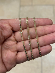 18K Yellow Gold Plated Flat Mariner Link Necklace For Men Women, Layering Chain, All Sizes