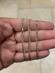 18K Yellow Gold Plated Flat Mariner Link Necklace For Men Women, Layering Chain, All Sizes