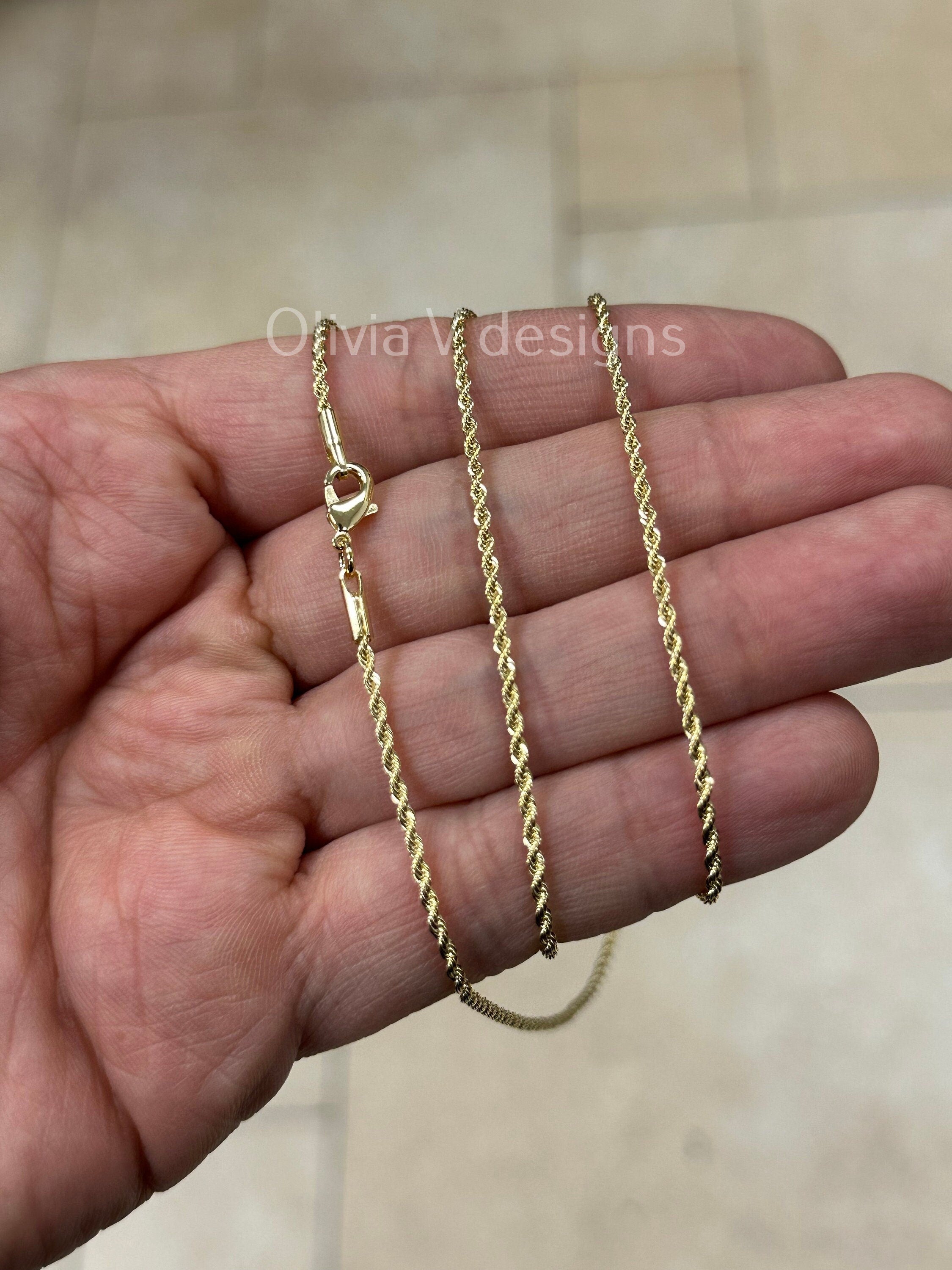 18K Yellow Gold Plated Rope Chain Necklace 1.7mm For Men Women, New, Gift