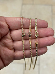 18K Yellow Gold Plated Rope Chain Necklace 1.7mm 2mm 3mm, For Men Women, New, Gift, Diamond Cut