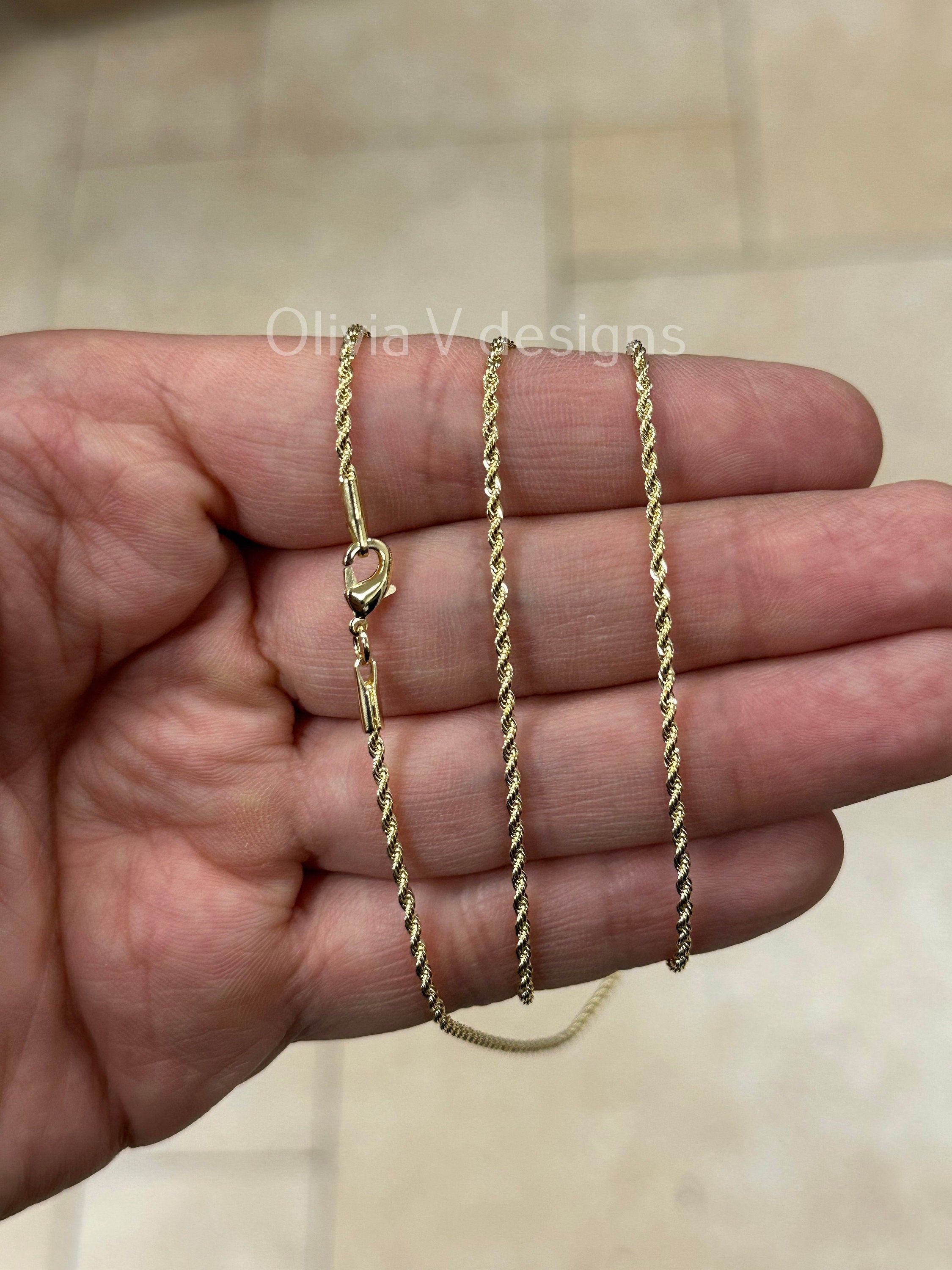 18K Yellow Gold Plated Rope Chain Necklace 1.7mm For Men Women, New, Gift