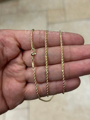 18K Yellow Gold Plated Rope Chain Necklace 1.7mm For Men Women, New, Gift