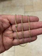 18K Yellow Gold Plated Rope Chain Necklace 1.7mm For Men Women, New, Gift