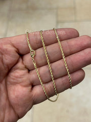 18K Yellow Gold Plated Rope Chain Necklace 1.7mm For Men Women, New, Gift