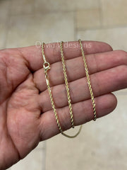 18K Yellow Gold Plated Rope Chain Necklace 1.7mm For Men Women, New, Gift