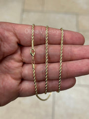 18K Yellow Gold Plated Rope Chain Necklace 2mm For Men Women, New, Gift