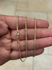 18K Yellow Gold Plated Rope Chain Necklace 2mm For Men Women, New, Gift