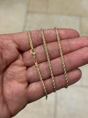 18K Yellow Gold Plated Rope Chain Necklace 2mm For Men Women, New, Gift