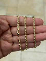 18K Yellow Gold Plated Rope Chain Necklace 3mm For Men Women, New, Gift