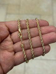 18K Yellow Gold Plated Rope Chain Necklace 3mm For Men Women, New, Gift