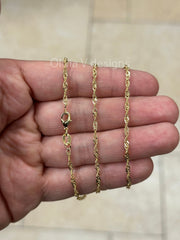 18K Yellow Gold Plated Singapore Rope Necklace For Women, Layering Chain, Minimalist