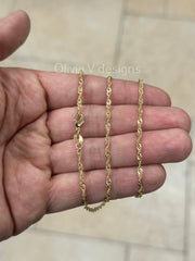 18K Yellow Gold Plated Singapore Rope Necklace For Women, Layering Chain, Minimalist