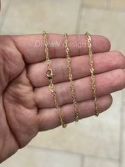 18K Yellow Gold Plated Singapore Rope Necklace For Women, Layering Chain, Minimalist