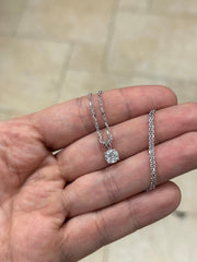 1 Carat Round Cut Real (Natural) Round Diamond Solitaire Pendant Necklace In 14K White Gold, G-H