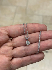 1 Carat Round Cut Real (Natural) Round Diamond Solitaire Pendant Necklace In 14K White Gold, G-H