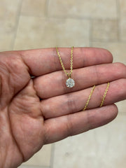 1 Carat Round Cut Real (Natural) Round Diamond Solitaire Pendant Necklace In 14K Yellow Gold, G-H