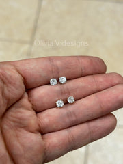 1 Carat TW Real (Natural) Round Diamond Solitaire Stud Earrings in 14K Yellow White Gold, 4-Prong Screw Backs, Color G/H