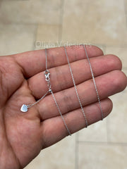 1mm Solid Adjustable Cable Chain REAL 14K White Gold Up To 22", Cable Chain, 14k White Gold