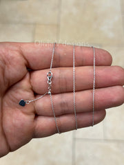 1mm Solid Adjustable Cable Chain REAL 14K White Gold Up To 22", Cable Chain, 14k White Gold