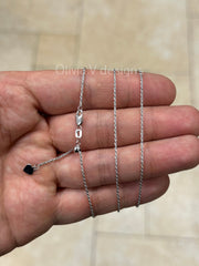 
1mm Solid Adjustable Diamond Cut Rope Chain REAL 14K White Gold Up To 22", Rope Chain, 14k White Gold
