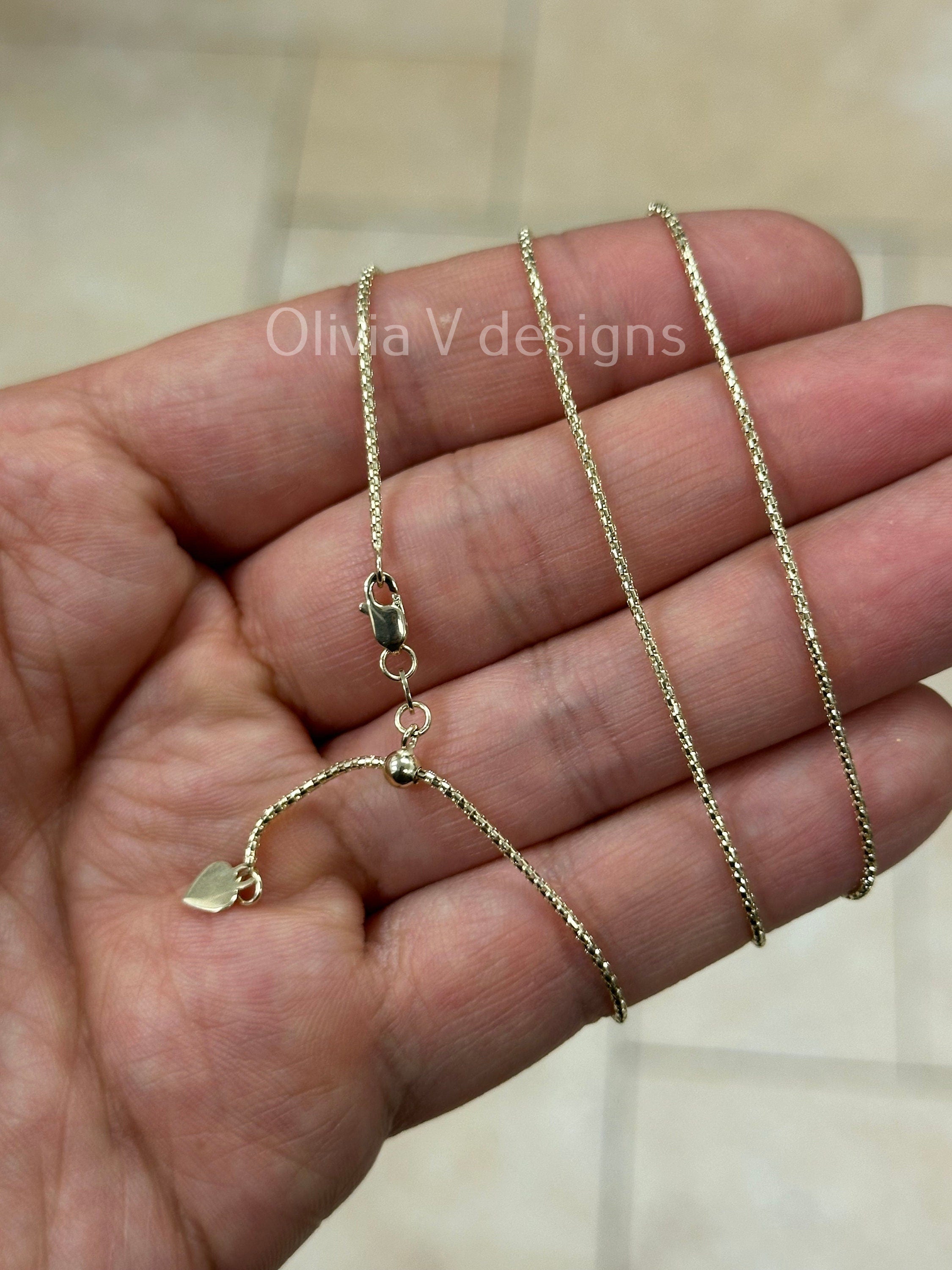 1mm Solid Adjustable Popcorn Chain REAL 14K Yellow Gold Up To 22", Popcorn Chain, Genuine 14k