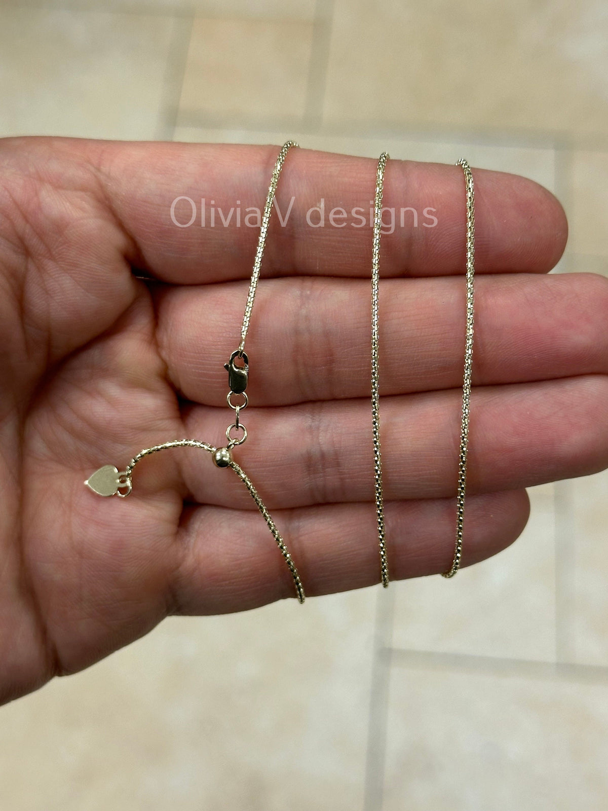 1mm Solid Adjustable Popcorn Chain REAL 14K Yellow Gold Up To 22", Popcorn Chain, Genuine 14k