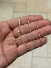 1mm Solid Adjustable Popcorn Chain REAL 14K Yellow Gold Up To 22", Popcorn Chain, Genuine 14k
