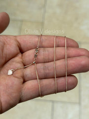 1mm Solid Adjustable Wheat Spiga Chain REAL 14K Rose Gold Up To 22", Spiga Wheat Chain, 14k Rose Gold