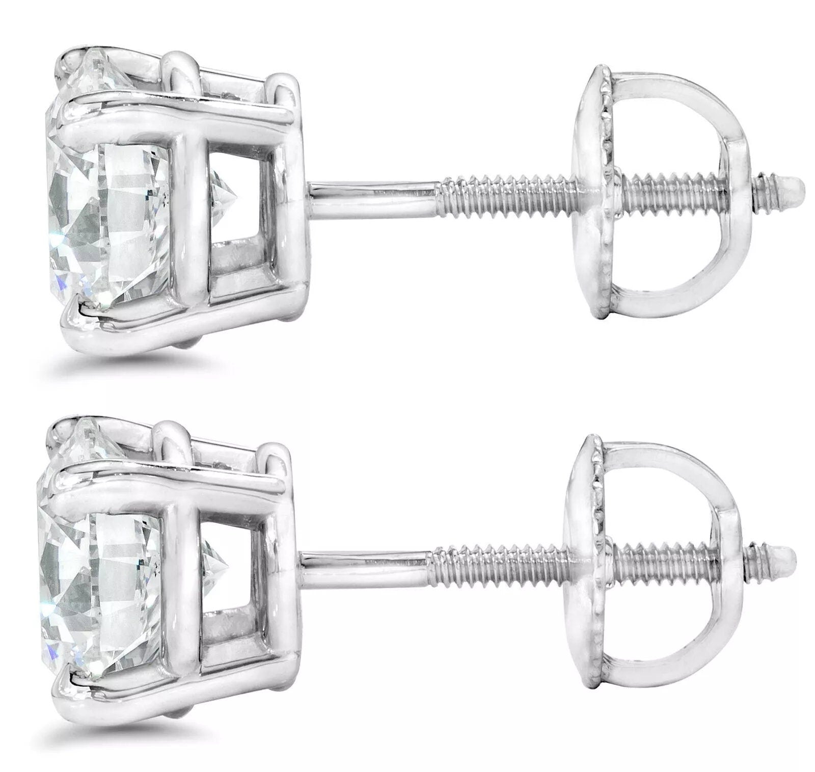 3.00 Carats TW Real (Natural) Round Diamond Solitaire Necklace & Studs Earrings Set 14k Gold in 14K Yellow Gold Color H/I