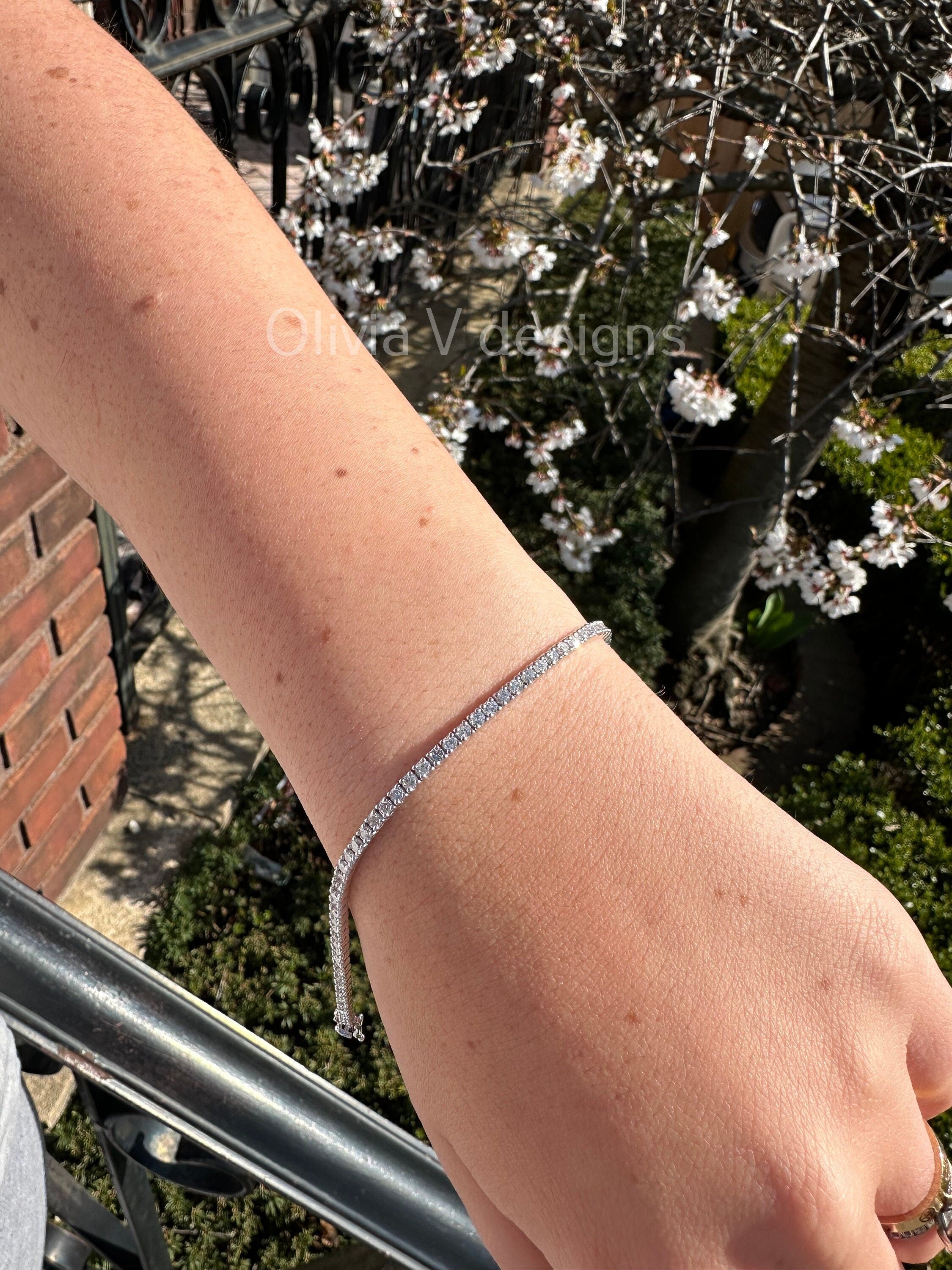 3.30 Carat Natural Diamond 14K Solid White Gold Tennis Bracelet | Classic Tennis Bracelet| F/G Color | 7'' Inch
