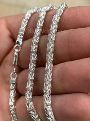 Handmade 3.5mm Solid 925 Sterling Silver Balinese BYZANTINE Borobudur Link Chain Necklace 20'' 22'' 24'' 26'' 28'' 30''