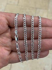 3.7mm Solid 925 Sterling Silver Italian Chain Necklace, Solid Miami Cuban Curb Link Chain, Necklace Chain, Gift For Him, Cuban Link Necklace