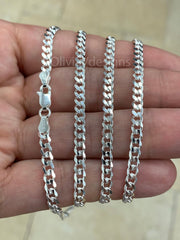 3.7mm Solid 925 Sterling Silver Italian Chain Necklace, Solid Miami Cuban Curb Link Chain, Necklace Chain, Gift For Him, Cuban Link Necklace