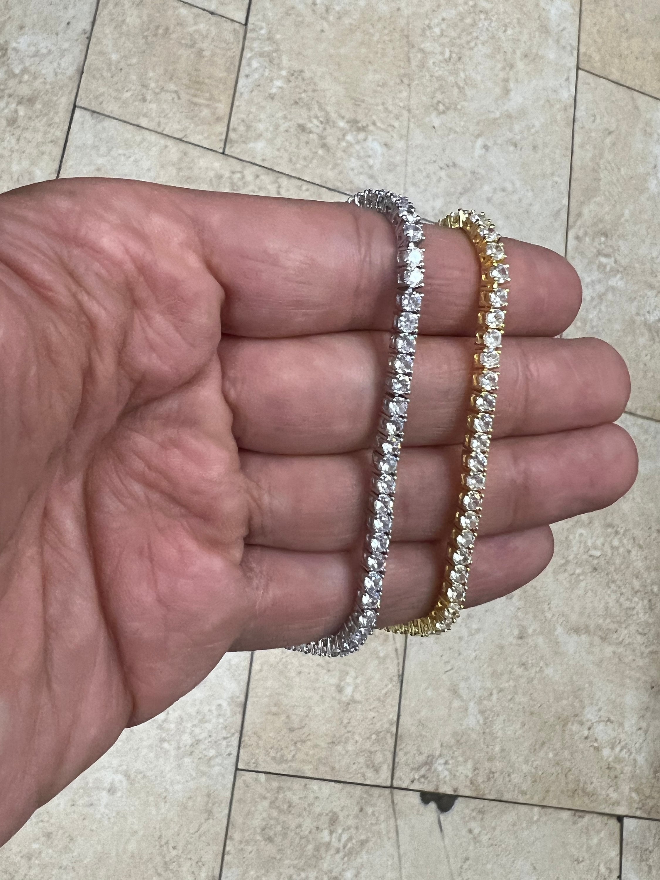 3mm Diamond Tennis Necklace Bracelet / Diamond CZ Tennis / 14k White Gold  / 14k Yellow Gold / Bridal Bracelet / Wedding Jewelry / Unisex