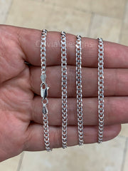 3mm Solid 925 Sterling Silver Italian Chain Necklace, Solid Miami Cuban Curb Link Chain, Necklace Chain, Gift For Him, Cuban Link Necklace