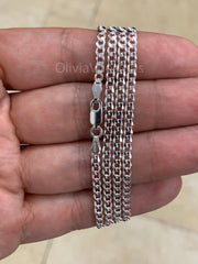 3mm Solid 925 Sterling Silver Italian Chain Necklace, Solid Miami Cuban Curb Link Chain, Necklace Chain, Gift For Him, Cuban Link Necklace