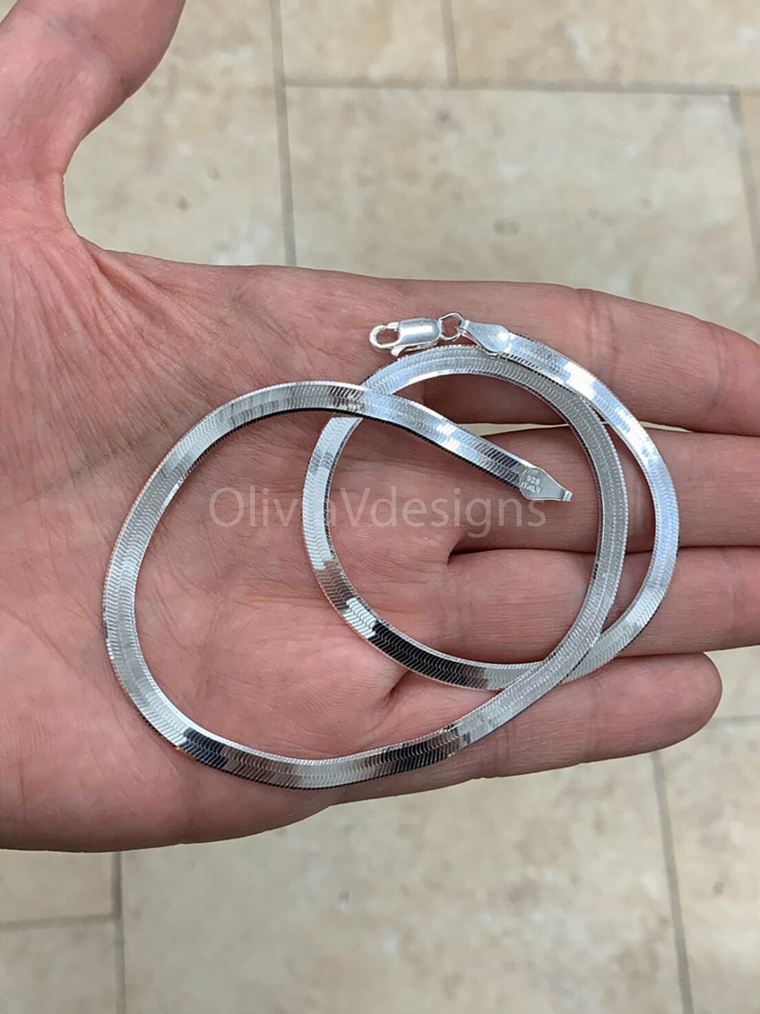 4.50mm Herringbone Chain, 925 Sterling Silver Necklace 16'' 18'' 20'' 22'' 24'' 30'', Italy Made, Gift, Everyday Necklace, Bracelet, Anklet