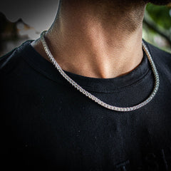 4MM Iced Out Diamond Tennis Chain | Men's Jewelry | Diamond Necklace | Hip Hop Tennis Chain | Hip Hop Necklace | 14k White Gold