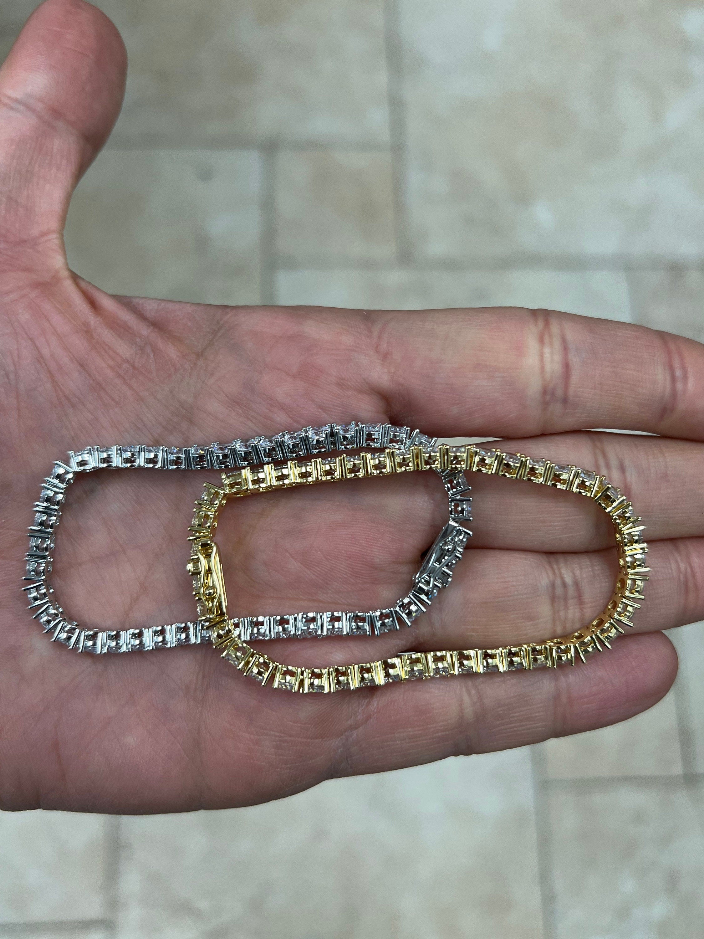 4mm Diamond Tennis Bracelet Necklace / Diamond CZ Tennis / 14k White Gold  / 14k Yellow Gold / Bridal Bracelet / Wedding Jewelry / Unisex