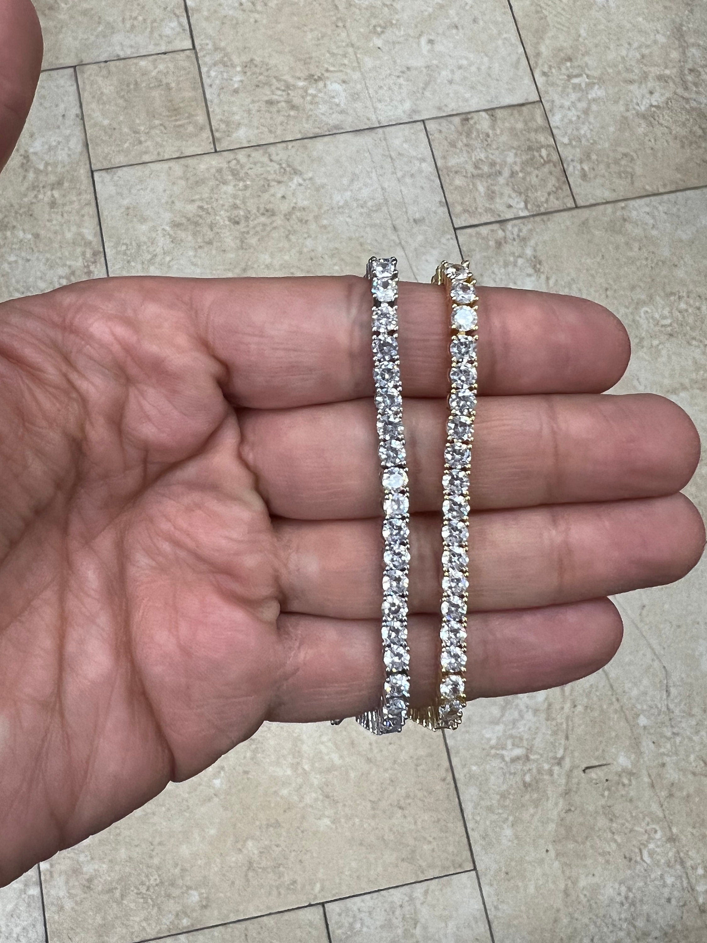 4mm Diamond Tennis Bracelet Necklace / Diamond CZ Tennis / 14k White Gold  / 14k Yellow Gold / Bridal Bracelet / Wedding Jewelry / Unisex