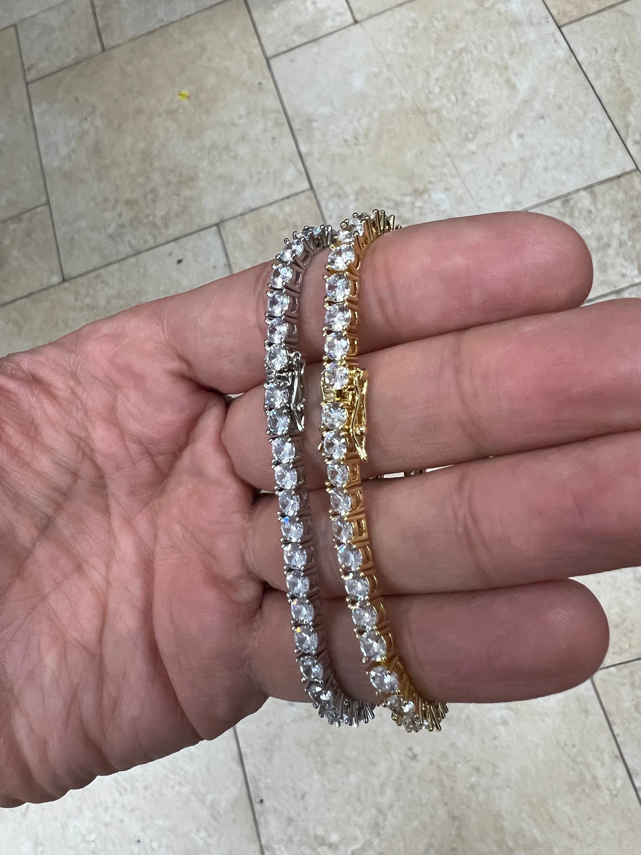4mm Diamond Tennis Bracelet Necklace / Diamond CZ Tennis / 14k White Gold  / 14k Yellow Gold / Bridal Bracelet / Wedding Jewelry / Unisex