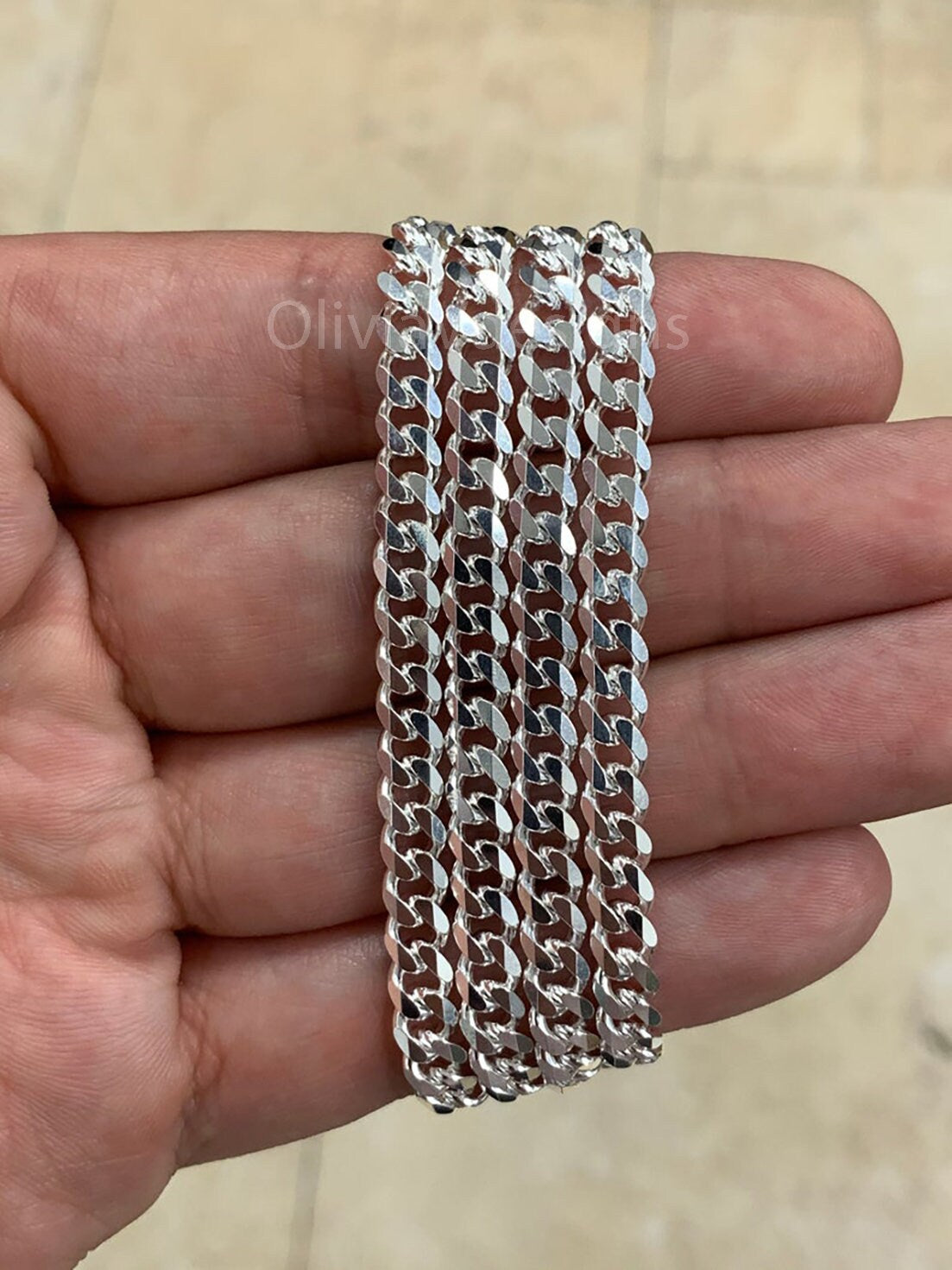 5.2mm Solid 925 Sterling Silver Italian Chain Necklace, Solid Miami Cuban Curb Link Chain, Necklace Chain, Gift For Him, Cuban Link Necklace