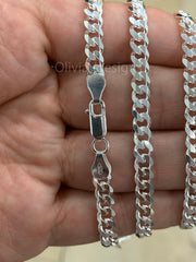 5.2mm Solid 925 Sterling Silver Italian Chain Necklace, Solid Miami Cuban Curb Link Chain, Necklace Chain, Gift For Him, Cuban Link Necklace